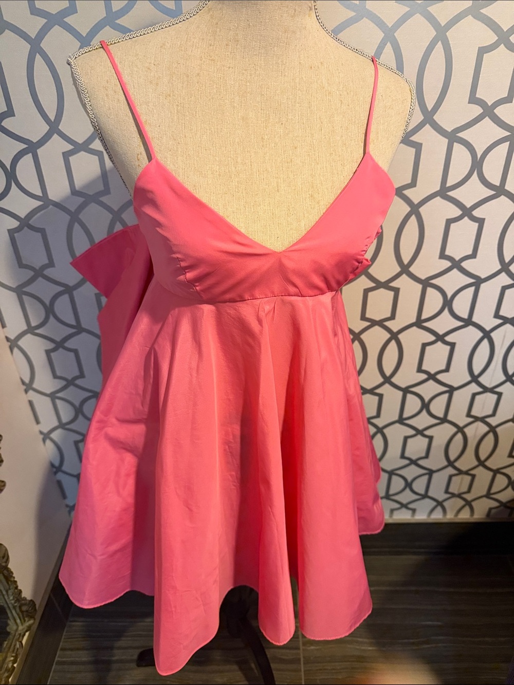 Zara Hot Pink Spaghetti Strap Fit-and-Flare Mini Dress
